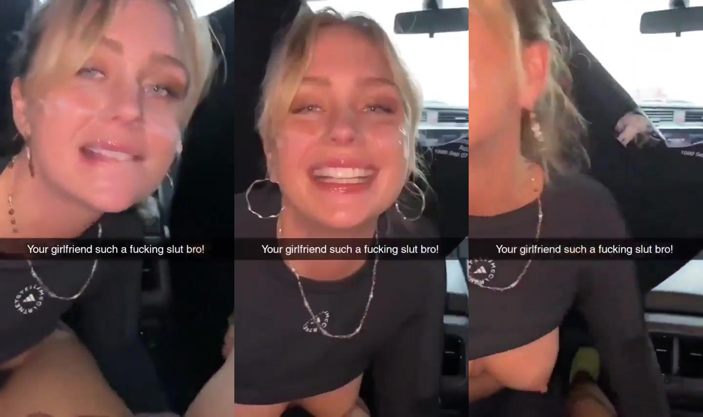 Cheating Girlfriend Takes Big Facial In Car